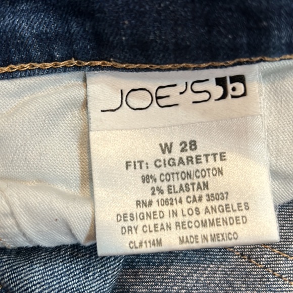 Joe’s Jeans Cigarette cuffed capri style jeans, size 28, medium wash - Picture 3 of 4